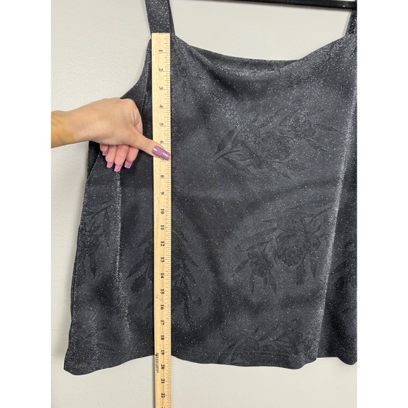 Maggie Mcnaughton Black Sheer Floral Tank Top Metallic Plus Size 2X Whimsigoth - Picture 10 of 11